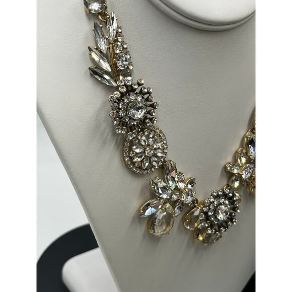 J. Crew Flower Lattice Crystal Czech Glass Cluster Stacked Statement Necklace - Picture 4 of 9